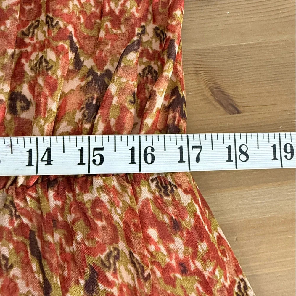NEW Talisman Zelda Printed V-Neck Long Bell Sleeve Tiered A-Line Dress Size M - Picture 10 of 13